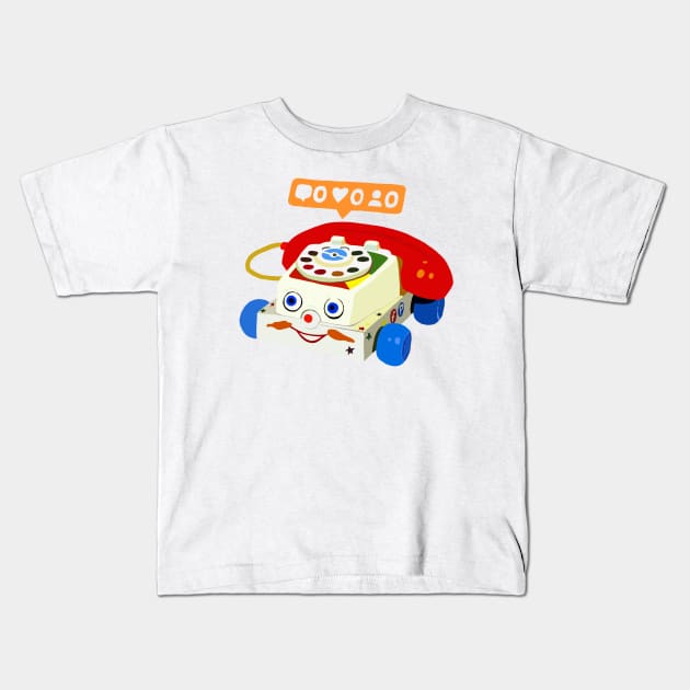 Telephone Toy Kids T-Shirt by ElviaMontemayor